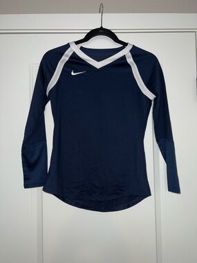 Nike Girls Navy Long Sleeve Training Shirt with White Accents Size M NWOT